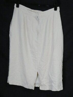 ANDRE Classic Cream Career Silk Skirt With Slit - Size 12